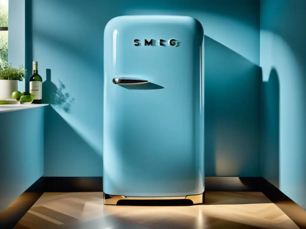 Una reseña de la nevera SMEG diseño retro en un moderno y elegante ambiente de cocina, fusionando lo retro con lo moderno