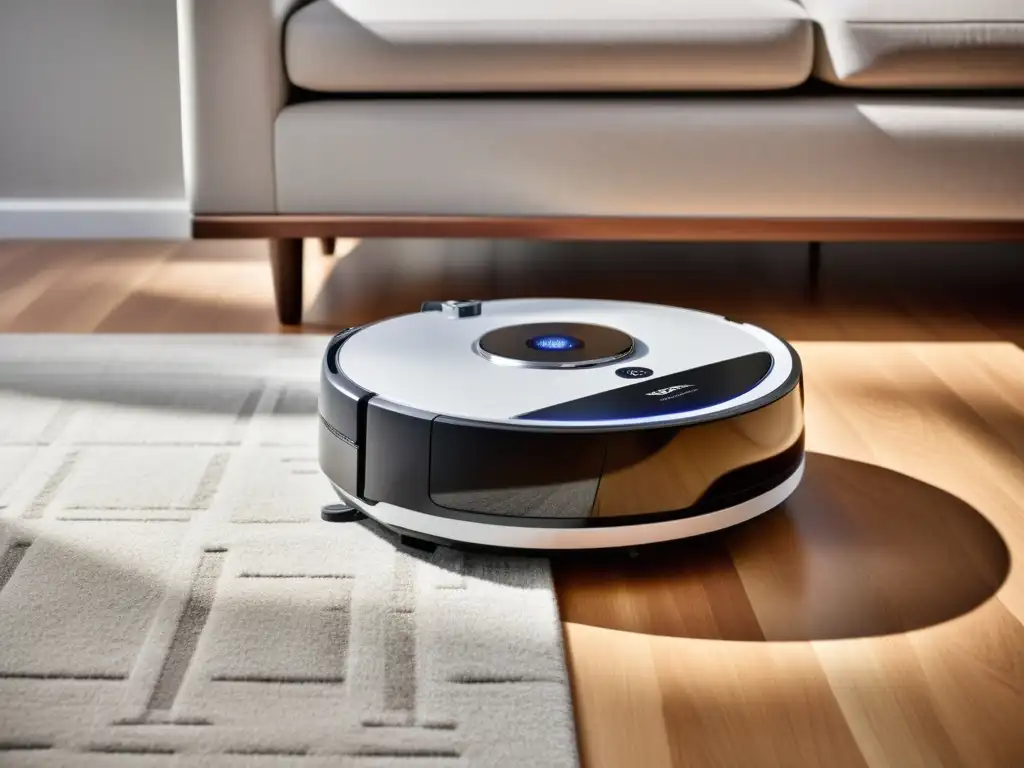 Robot aspirador accesible para todos: diseño moderno y fácil de usar Robot aspiradora para personas con discapacidad: Moderno y accesible, navega con facilidad entre muebles, priorizando la inclusividad y la practicidad