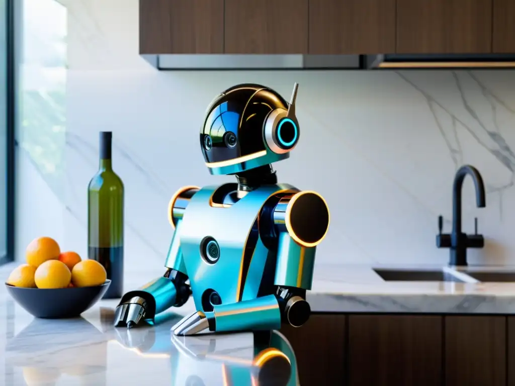 Un robot de cocina personalizado con vinilo en un elegante ambiente de cocina moderna