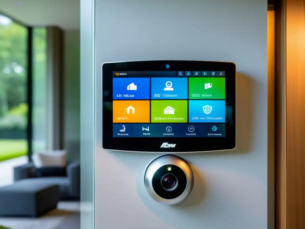 Sistema de Seguridad y Domótica de Lujo: Moderno y elegante sistema de vigilancia con cámaras de alta tecnología, sensores de movimiento y panel de control futurista