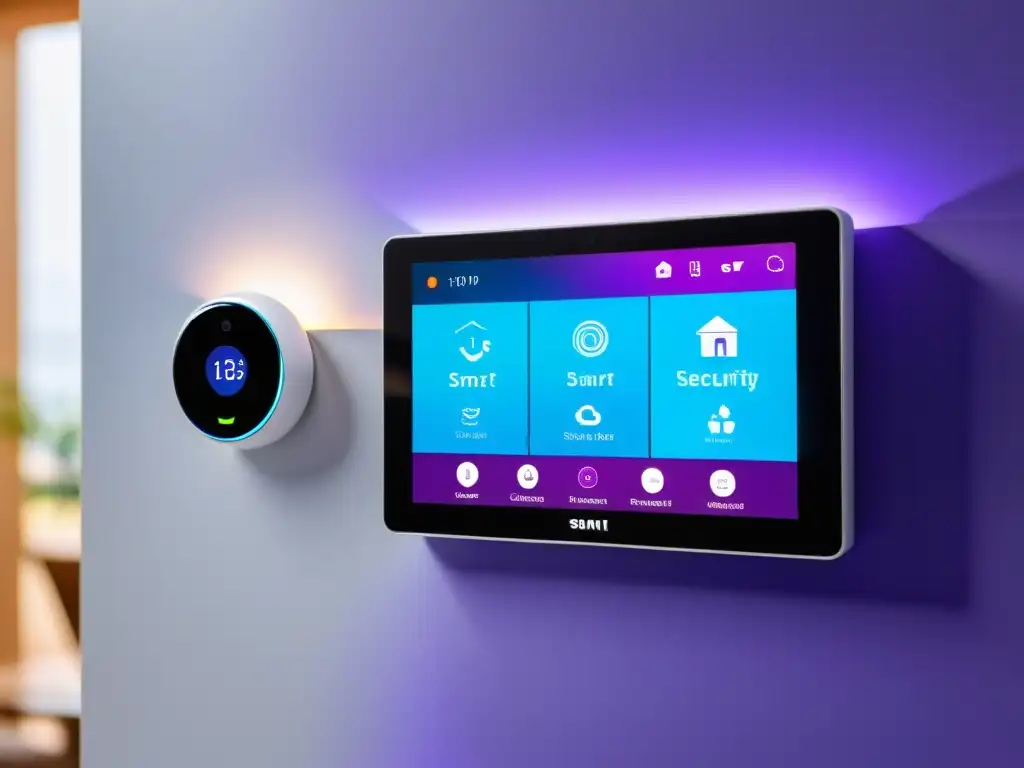 Un sistema de seguridad domótica moderno con panel de control táctil