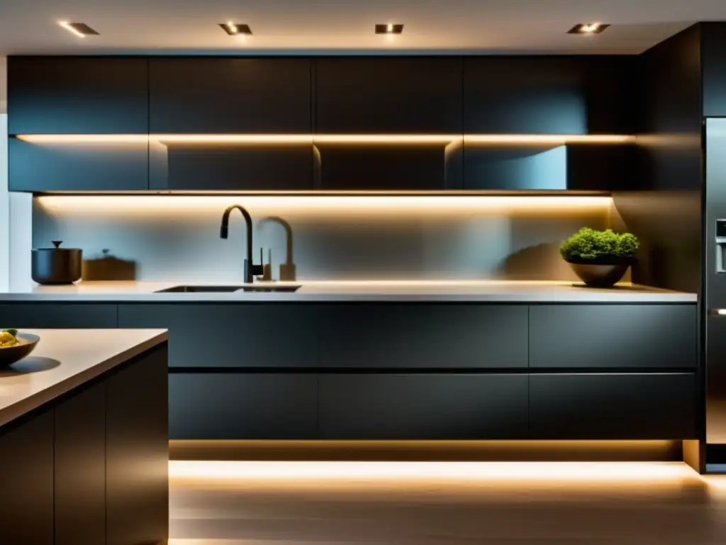 Sistemas de iluminación LED en electrodomésticos: Cálida luz LED resalta el diseño moderno de la cocina de lujo