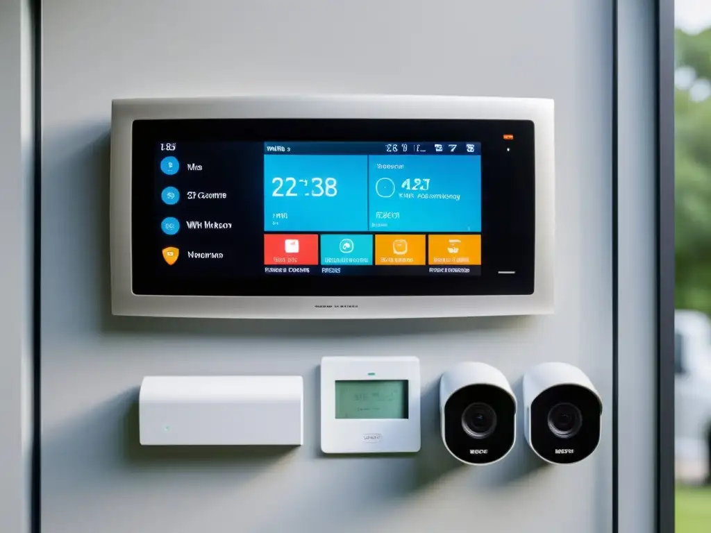 Sistemas inteligentes de seguridad hogar: Sistema de seguridad moderno con panel de control central y tecnología de última generación para proteger el hogar