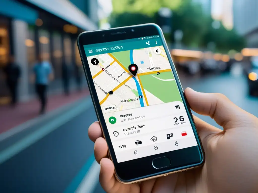 Un smartphone moderno muestra notificaciones de seguridad en tiempo real con mapa y video en pantalla