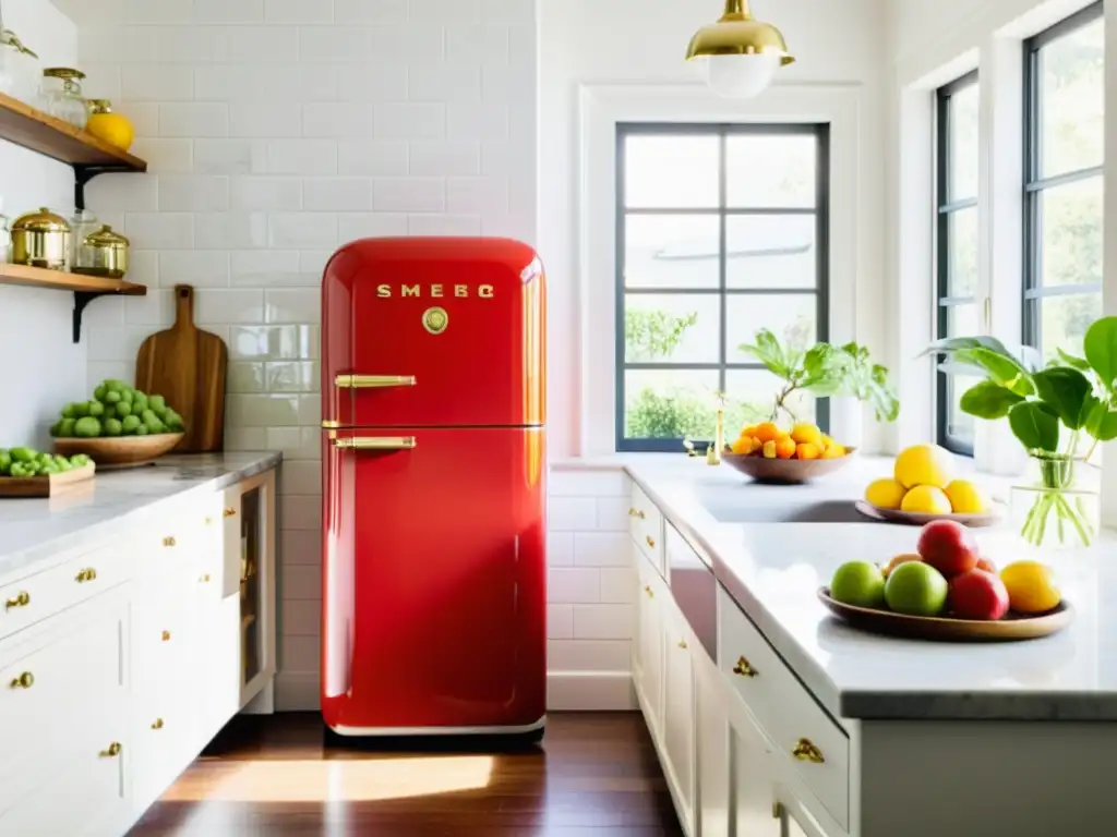 Un SMEG rojo vintage restaurado en una cocina luminosa y moderna