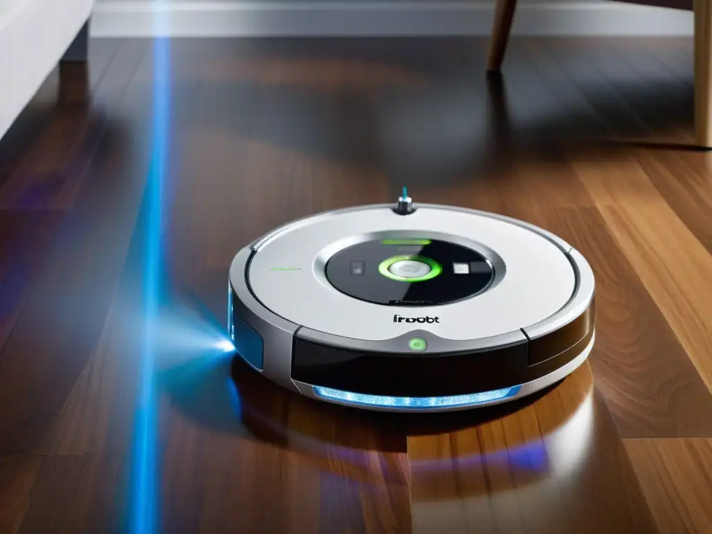 El robot mopa iRobot limpia con tecnología avanzada en un ambiente moderno y elegante