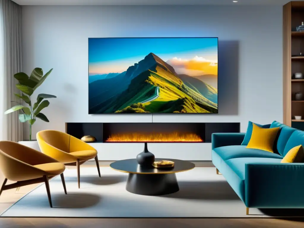 Televisor 8K en sala moderna, con imagen vibrante