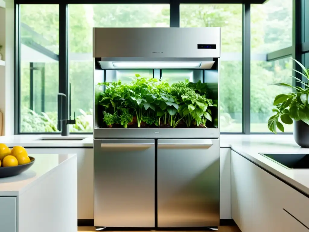 Unidad de refrigeración eficiente en cocina moderna con tecnologías de refrigeración eficiente