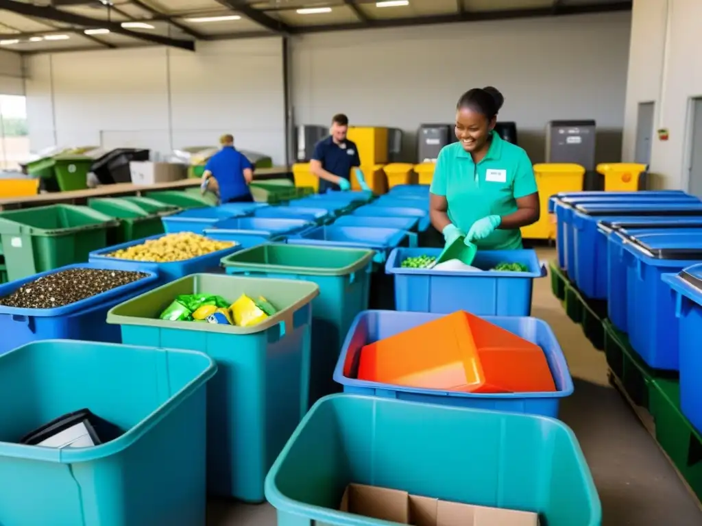 Vibrante centro comunitario con moderna instalación de reciclaje de electrodomésticos